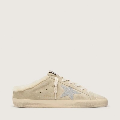 Golden Goose Super-Star Sabots With Swarovski Crystal Star And Shearling Lining