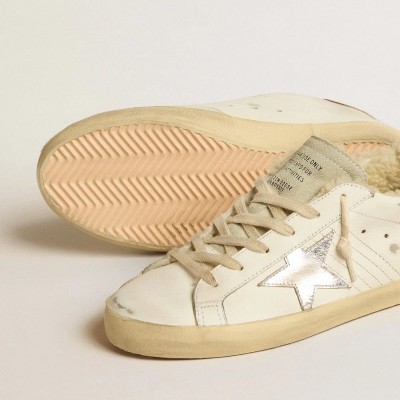 Golden Goose Super-Star Sneaker With Silver Leather Star And Crocodile-Print Leather Heel Tab Golden Goose Super-Star Sneaker With Silver Leather Star And Crocodile-Print Leather Heel Tab