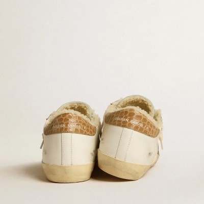 Golden Goose Super-Star Sneaker With Silver Leather Star And Crocodile-Print Leather Heel Tab Golden Goose Super-Star Sneaker With Silver Leather Star And Crocodile-Print Leather Heel Tab