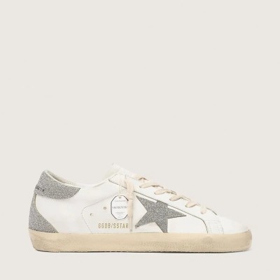 Golden Goose Super-Star Sneaker With Silver Swarovski Crystal Star And Heel Tab Golden Goose Super-Star Sneaker With Silver Swarovski Crystal Star And Heel Tab