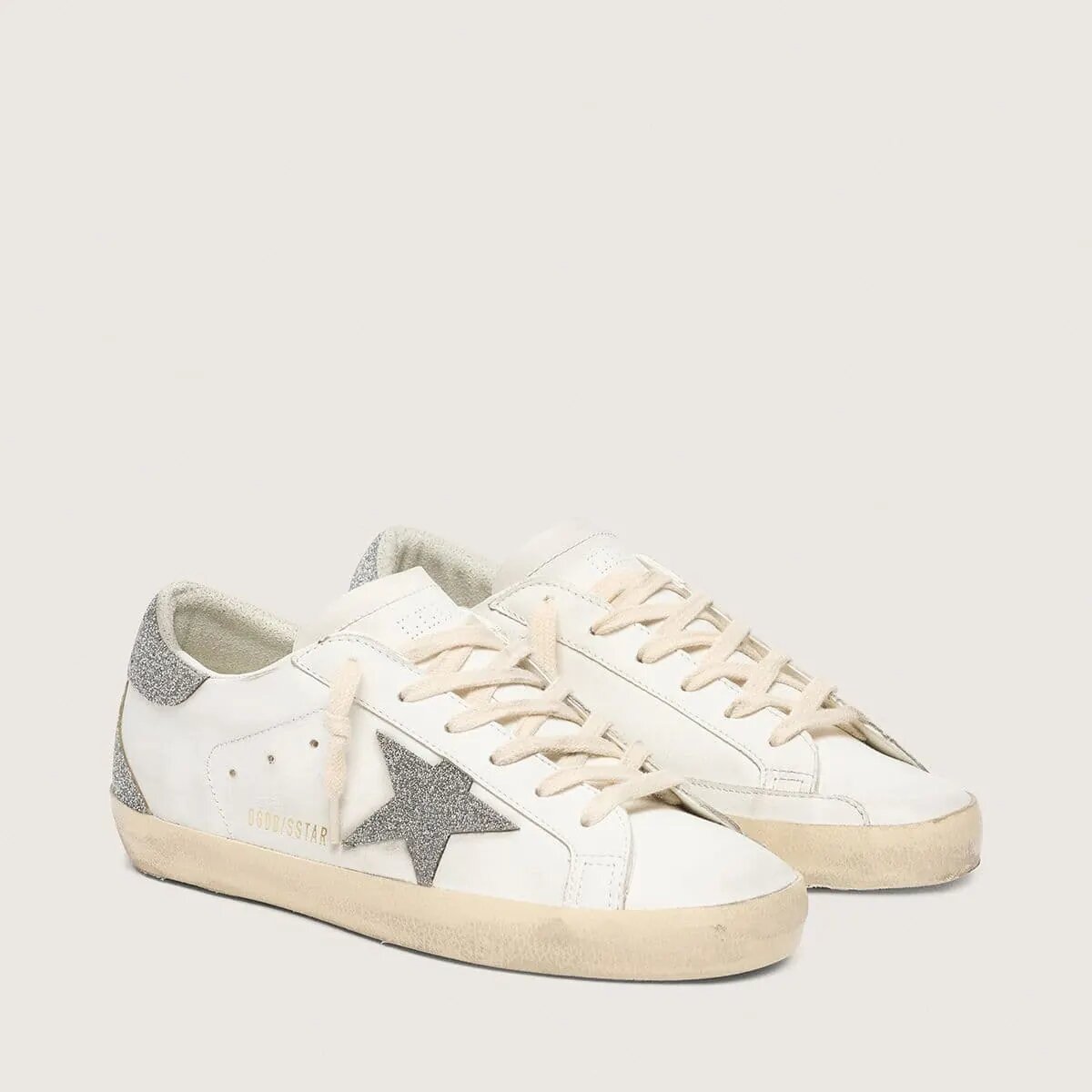 Golden Goose Super-Star Sneaker With Silver Swarovski Crystal Star And Heel Tab Golden Goose Super-Star Sneaker With Silver Swarovski Crystal Star And Heel Tab