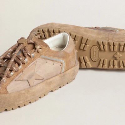 Golden Goose Super-Star Ski Sneaker In Dolmias And Caramel Suede With Marble Nubuck Star And Heel Tab Golden Goose Super-Star Ski Sneaker In Dolmias And Caramel Suede With Marble Nubuck Star And Heel Tab