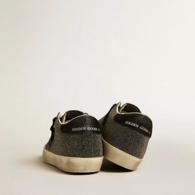 Golden Goose Super-Star Sneaker In Black Swarovski Crystals With Black Suede Star Golden Goose Super-Star Sneaker In Black Swarovski Crystals With Black Suede Star