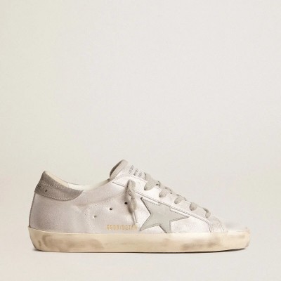 Golden Goose Super-Star Sneaker In Gray-White Glitter-Effect Leather With Leather Star Golden Goose Super-Star Sneaker In Gray-White Glitter-Effect Leather With Leather Star