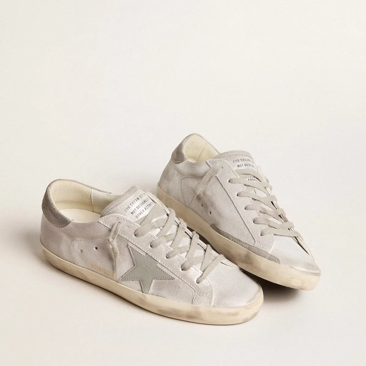 Golden Goose Super-Star Sneaker In Gray-White Glitter-Effect Leather With Leather Star Golden Goose Super-Star Sneaker In Gray-White Glitter-Effect Leather With Leather Star