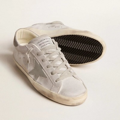 Golden Goose Super-Star Sneaker In Gray-White Glitter-Effect Leather With Leather Star Golden Goose Super-Star Sneaker In Gray-White Glitter-Effect Leather With Leather Star