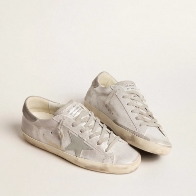 Golden Goose Super-Star Sneaker In Gray-White Glitter-Effect Leather With Leather Star Golden Goose Super-Star Sneaker In Gray-White Glitter-Effect Leather With Leather Star