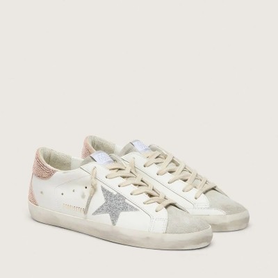 Golden Goose Super-Star Sneaker In Leather With Swarovski Crystal Star And Heel Tab Golden Goose Super-Star Sneaker In Leather With Swarovski Crystal Star And Heel Tab