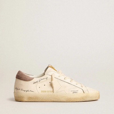 Golden Goose Super-Star Sneaker In Nappa Leather With Perforated Star And Suede Heel Tab Golden Goose Super-Star Sneaker In Nappa Leather With Perforated Star And Suede Heel Tab