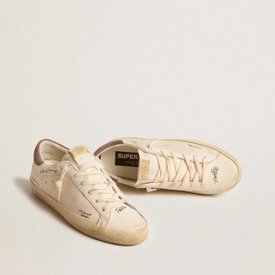 Golden Goose Super-Star Sneaker In Nappa Leather With Perforated Star And Suede Heel Tab Golden Goose Super-Star Sneaker In Nappa Leather With Perforated Star And Suede Heel Tab