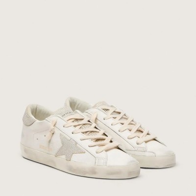 Golden Goose Super-Star Sneaker In Nappa Leather With Swarovski Crystal Star And Heel Tab Golden Goose Super-Star Sneaker In Nappa Leather With Swarovski Crystal Star And Heel Tab