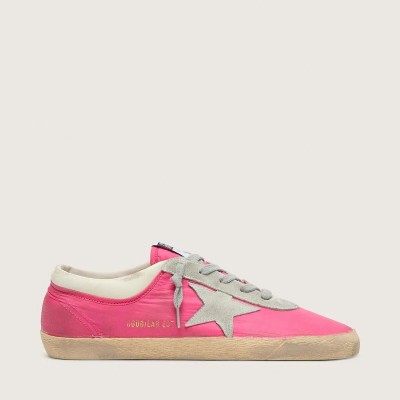 Golden Goose Super-Star Sneaker In Neon Pink Nylon With Light Gray Suede Star Golden Goose Super-Star Sneaker In Neon Pink Nylon With Light Gray Suede Star