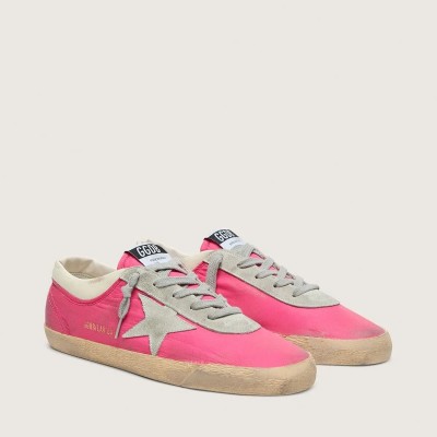 Golden Goose Super-Star Sneaker In Neon Pink Nylon With Light Gray Suede Star Golden Goose Super-Star Sneaker In Neon Pink Nylon With Light Gray Suede Star