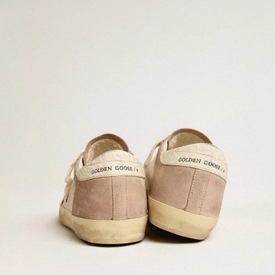 Golden Goose Super-Star Sneaker In Pink Suede With Silver Metallic Leather Star