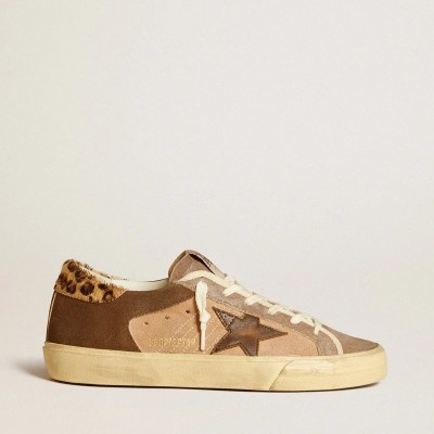 Golden Goose Super-Star Sneaker In Suede With Leather Star And Pony Skin Heel Tab Golden Goose Super-Star Sneaker In Suede With Leather Star And Pony Skin Heel Tab