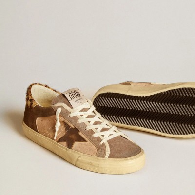Golden Goose Super-Star Sneaker In Suede With Leather Star And Pony Skin Heel Tab Golden Goose Super-Star Sneaker In Suede With Leather Star And Pony Skin Heel Tab