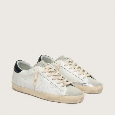 Golden Goose Super-Star Sneaker In White Leather With Perforated Star Golden Goose Super-Star Sneaker In White Leather With Perforated Star
