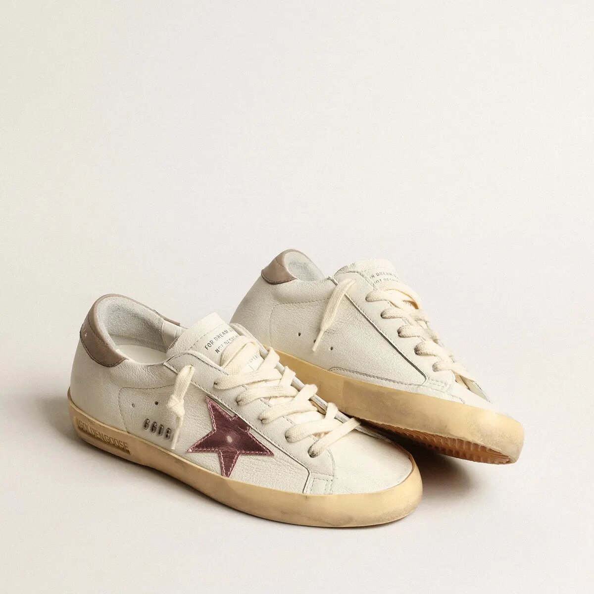 Golden Goose Super-Star Sneaker In White Nappa With Pink Metallic Leather Star Golden Goose Super-Star Sneaker In White Nappa With Pink Metallic Leather Star