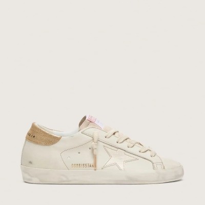 Golden Goose Super-Star Sneaker In Worn White Leather With Tone-On-Tone Star Golden Goose Super-Star Sneaker In Worn White Leather With Tone-On-Tone Star