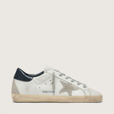 Golden Goose Super-Star Sneaker With Suede Star And Blue Heel Tab Golden Goose Super-Star Sneaker With Suede Star And Blue Heel Tab