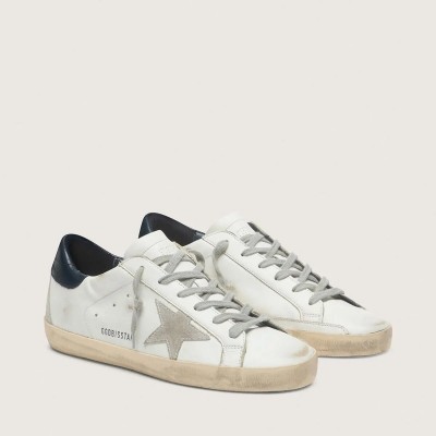 Golden Goose Super-Star Sneaker With Suede Star And Blue Heel Tab Golden Goose Super-Star Sneaker With Suede Star And Blue Heel Tab