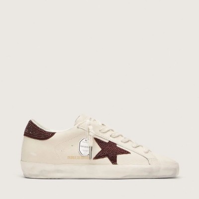 Golden Goose Super-Star Sneaker With Suede Star And Heel Tab With Swarovski Crystals Golden Goose Super-Star Sneaker With Suede Star And Heel Tab With Swarovski Crystals