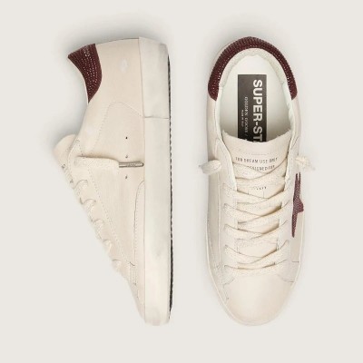 Golden Goose Super-Star Sneaker With Suede Star And Heel Tab With Swarovski Crystals Golden Goose Super-Star Sneaker With Suede Star And Heel Tab With Swarovski Crystals