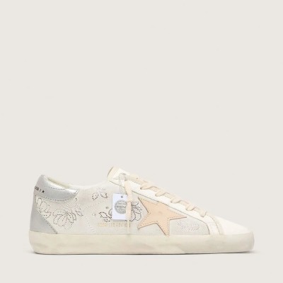 Golden Goose Super-Star Sneaker With Swarovski Crystals And Smoke Gray Leather Star Golden Goose Super-Star Sneaker With Swarovski Crystals And Smoke Gray Leather Star