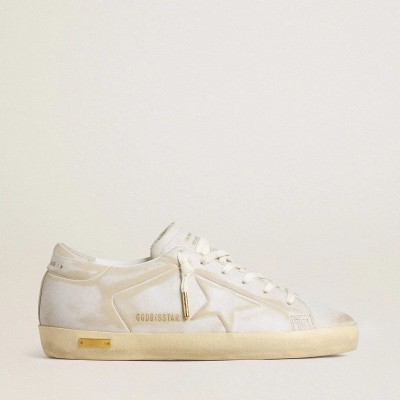 Golden Goose Super-Star Sneaker With White Leather Star And Heel Tab With Lived-In Effect Golden Goose Super-Star Sneaker With White Leather Star And Heel Tab With Lived-In Effect