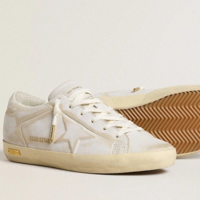 Golden Goose Super-Star Sneaker With White Leather Star And Heel Tab With Lived-In Effect Golden Goose Super-Star Sneaker With White Leather Star And Heel Tab With Lived-In Effect
