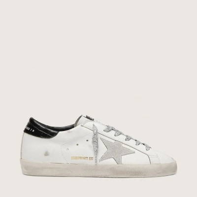 Golden Goose Super-Star Sneaker With White Suede Star And Black Croc-Print Leather Heel Tab Golden Goose Super-Star Sneaker With White Suede Star And Black Croc-Print Leather Heel Tab