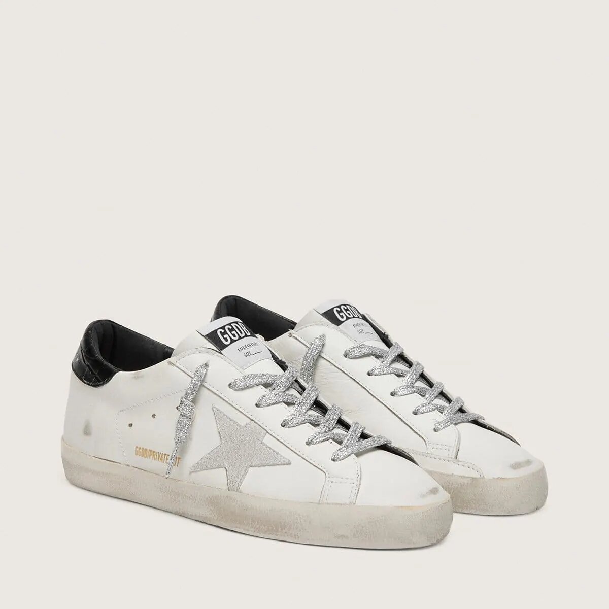 Golden Goose Super-Star Sneaker With White Suede Star And Black Croc-Print Leather Heel Tab Golden Goose Super-Star Sneaker With White Suede Star And Black Croc-Print Leather Heel Tab