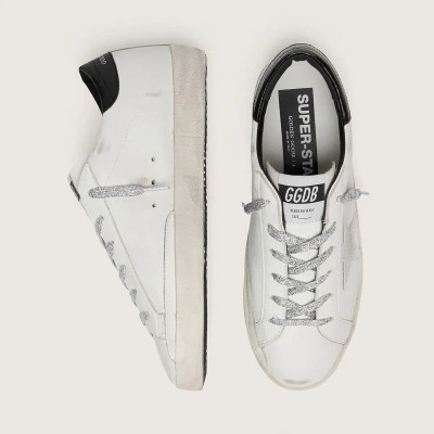 Golden Goose Super-Star Sneaker With White Suede Star And Black Croc-Print Leather Heel Tab Golden Goose Super-Star Sneaker With White Suede Star And Black Croc-Print Leather Heel Tab