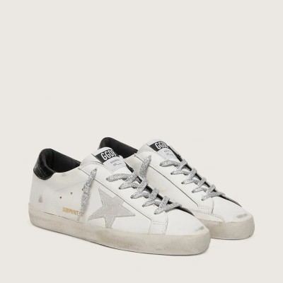 Golden Goose Super-Star Sneaker With White Suede Star And Black Croc-Print Leather Heel Tab Golden Goose Super-Star Sneaker With White Suede Star And Black Croc-Print Leather Heel Tab