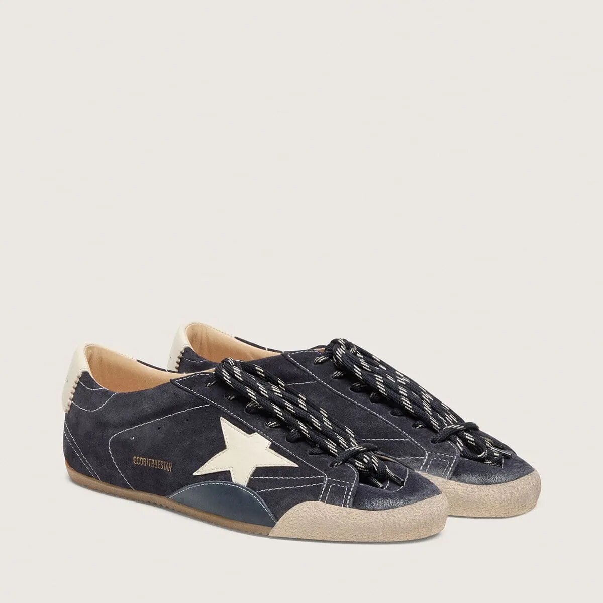 Golden Goose True-Star Sneaker In Dark Blue Suede With White Nappa Leather Star And Heel Tab Golden Goose True-Star Sneaker In Dark Blue Suede With White Nappa Leather Star And Heel Tab