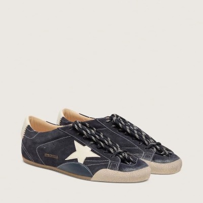 Golden Goose True-Star Sneaker In Dark Blue Suede With White Nappa Leather Star And Heel Tab