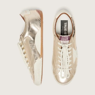 Golden Goose True-Star Sneaker In Metallic Platinum Leather With Light Gray Suede Star Golden Goose True-Star Sneaker In Metallic Platinum Leather With Light Gray Suede Star