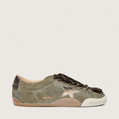 Golden Goose True-Star Sneaker In Olive Suede With Gold Star Golden Goose True-Star Sneaker In Olive Suede With Gold Star