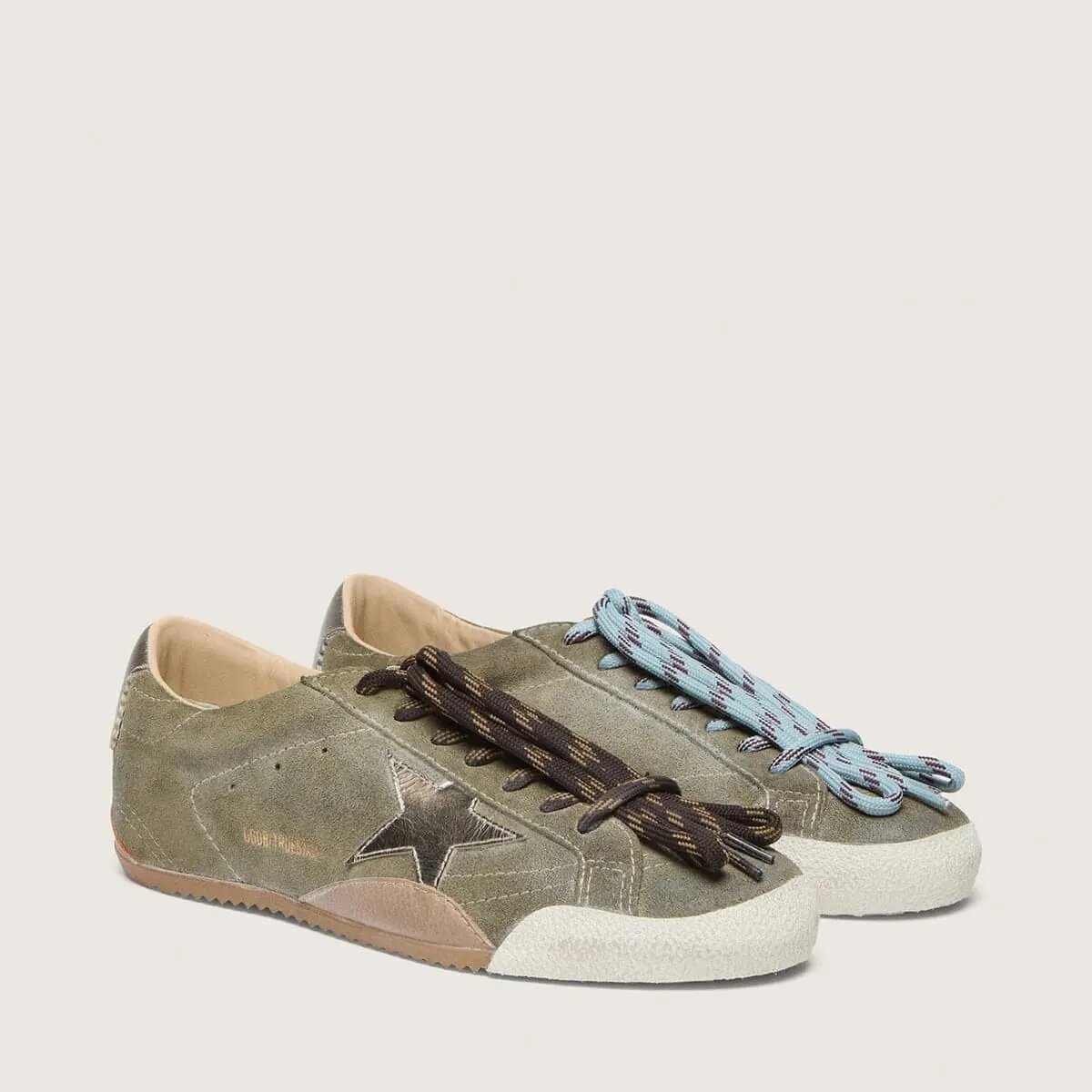 Golden Goose True-Star Sneaker In Olive Suede With Gold Star Golden Goose True-Star Sneaker In Olive Suede With Gold Star