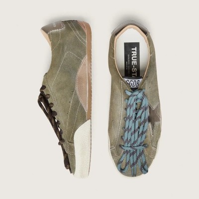Golden Goose True-Star Sneaker In Olive Suede With Gold Star Golden Goose True-Star Sneaker In Olive Suede With Gold Star