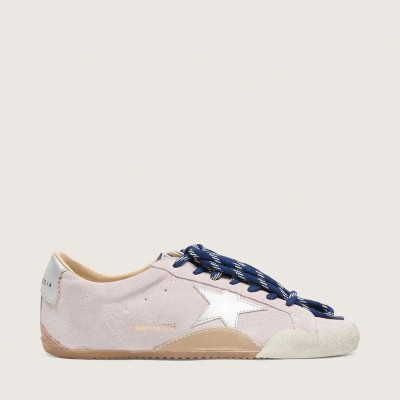 Golden Goose True-Star Sneaker In Pastel Pink Suede With Silver Star And Heel Tab Golden Goose True-Star Sneaker In Pastel Pink Suede With Silver Star And Heel Tab
