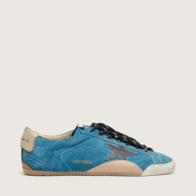 Golden Goose True-Star Sneaker In Teal Suede With Black Star And Cream Heel Tab Golden Goose True-Star Sneaker In Teal Suede With Black Star And Cream Heel Tab