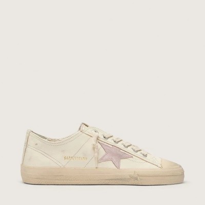 Golden Goose V-Star Sneaker In Beige Nappa Leather With Old-Rose Suede Star Golden Goose V-Star Sneaker In Beige Nappa Leather With Old-Rose Suede Star