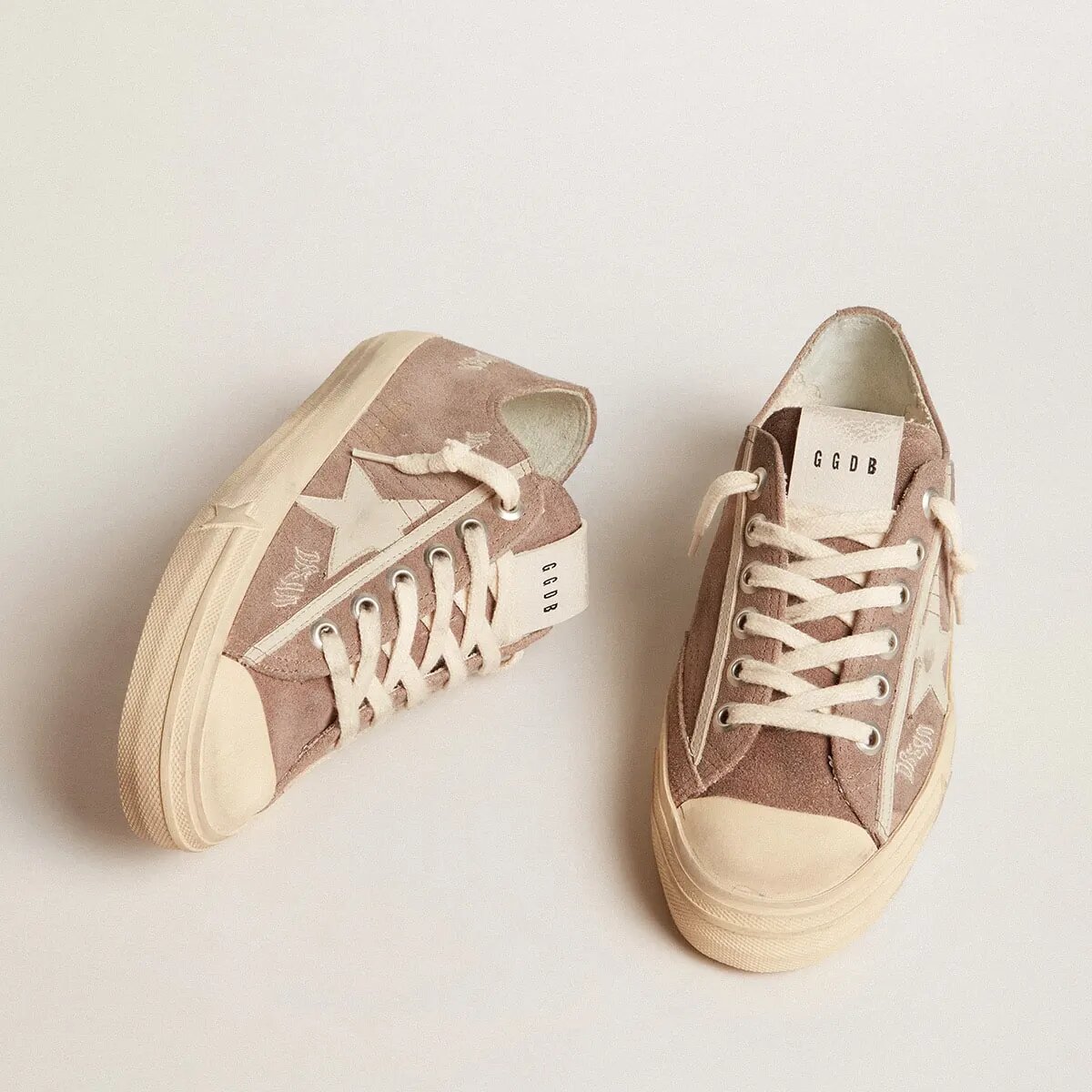 Golden Goose V-Star Sneaker In Dove-Gray Suede With Light Gray Leather Star Golden Goose V-Star Sneaker In Dove-Gray Suede With Light Gray Leather Star