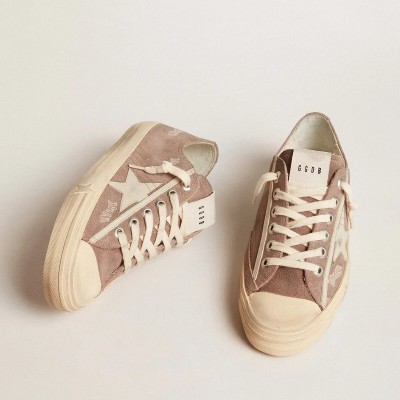 Golden Goose V-Star Sneaker In Dove-Gray Suede With Light Gray Leather Star Golden Goose V-Star Sneaker In Dove-Gray Suede With Light Gray Leather Star