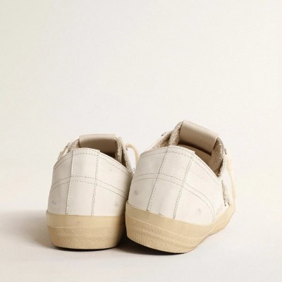 Golden Goose V-Star Sneaker In White Leather With A Platinum Glitter Star Golden Goose V-Star Sneaker In White Leather With A Platinum Glitter Star