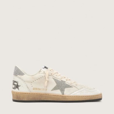Golden Goose White Ball Star Sneaker With A Swarovski Crystal Star And Heel Tab Golden Goose White Ball Star Sneaker With A Swarovski Crystal Star And Heel Tab