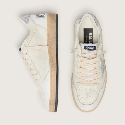 Golden Goose White Ball Star Sneaker With A Swarovski Crystal Star And Heel Tab Golden Goose White Ball Star Sneaker With A Swarovski Crystal Star And Heel Tab